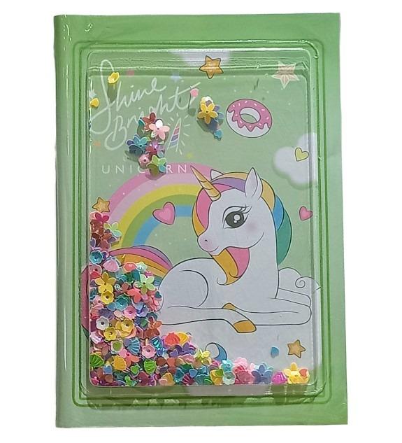 Cuaderno A5 Unicornio con Lentejuelas 14,5x20cm x 80Hojas  
