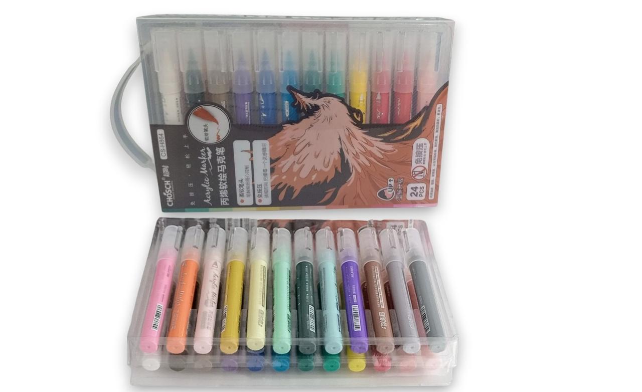 Marcador acrilico de punta Pincel x24(PRECIO X CAJITA DE 24 UNIDADES)