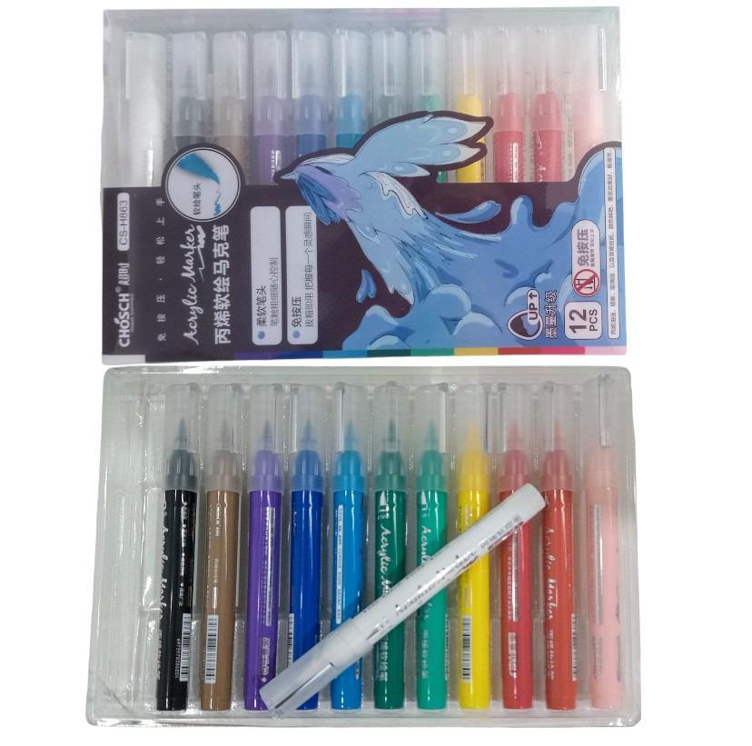 Marcador acrilico de punta Pincel x12(PRECIO X CAJITA DE 12 UNIDADES)